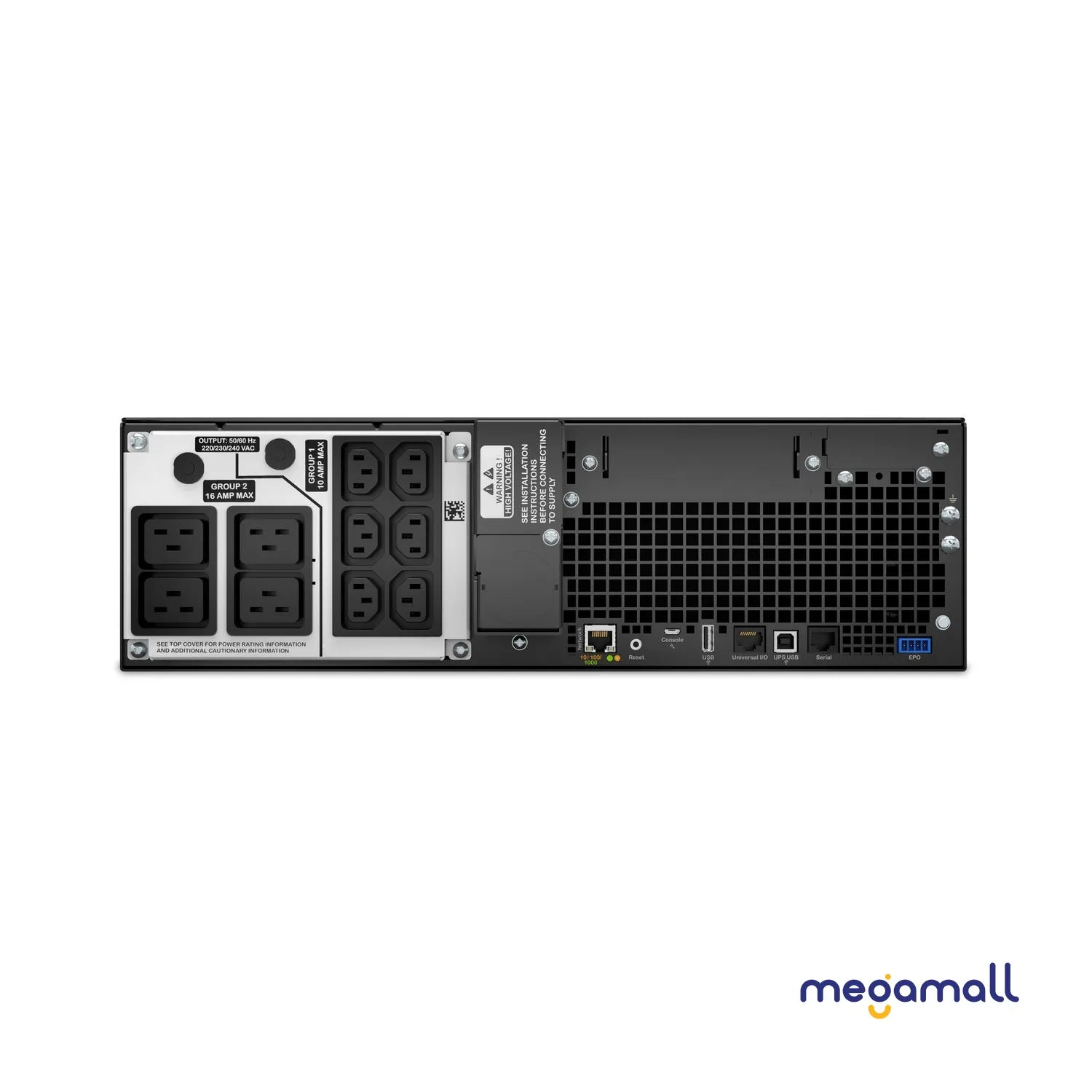 SRT5KRMXLI - APC Smart-UPS On-Line, 5kVA, Rackmount 3U, 230V, 6x C13+4x C19 IEC outlets, Network Card+SmartSlot, Extended runtime, W/ rail kit